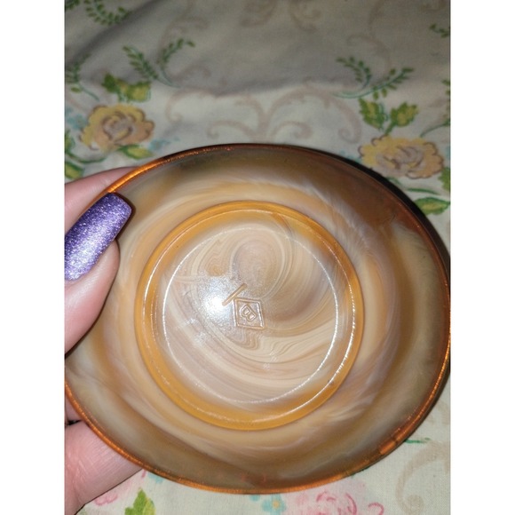 Boyd Honey Slag Crystal Art Glass Ohio 4 Inch Oval Plate - Picture 5 of 6